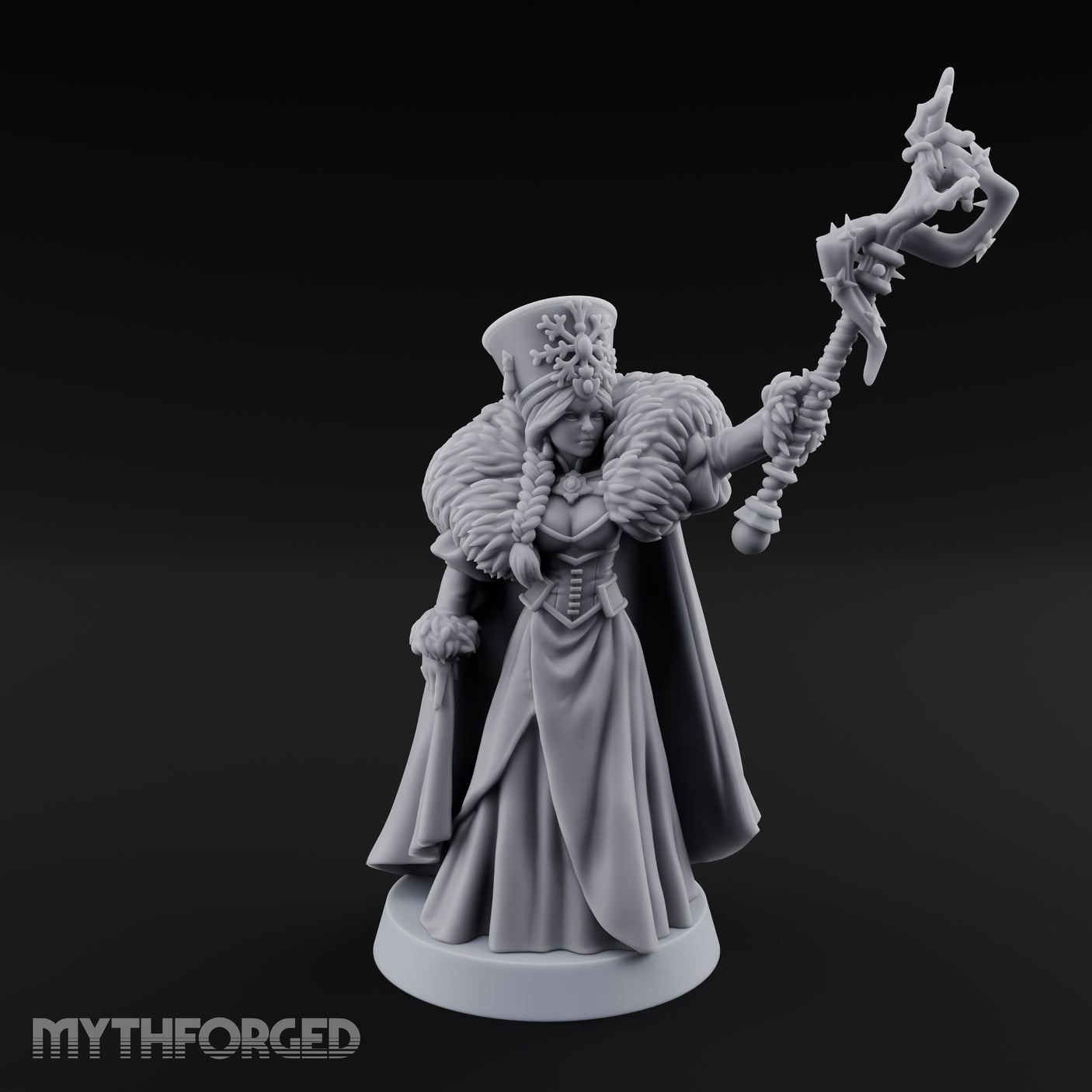 Frost Conjuring Winter Tsarina Miniature for Dungeons and Dragons, Pathfinder or other TTRPGs