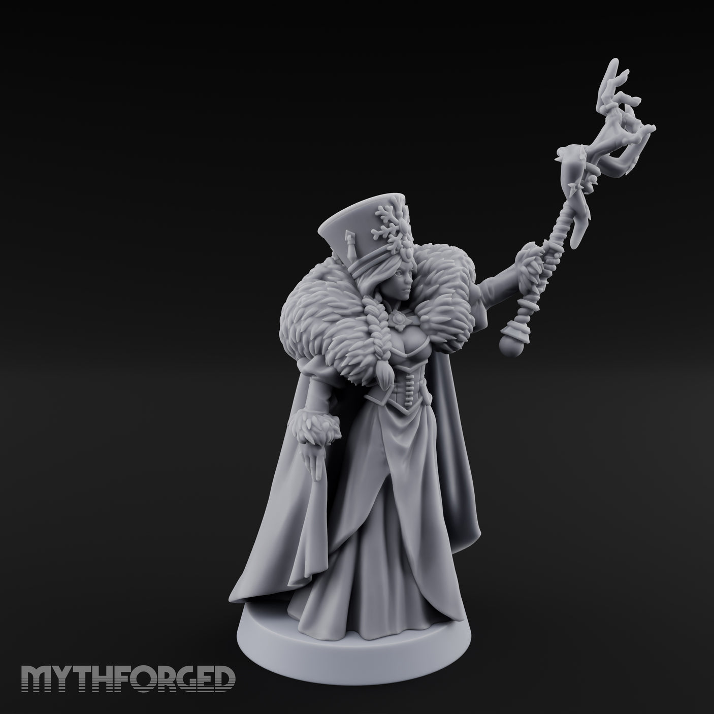 Frost Conjuring Winter Tsarina Miniature for Dungeons and Dragons, Pathfinder or other TTRPGs
