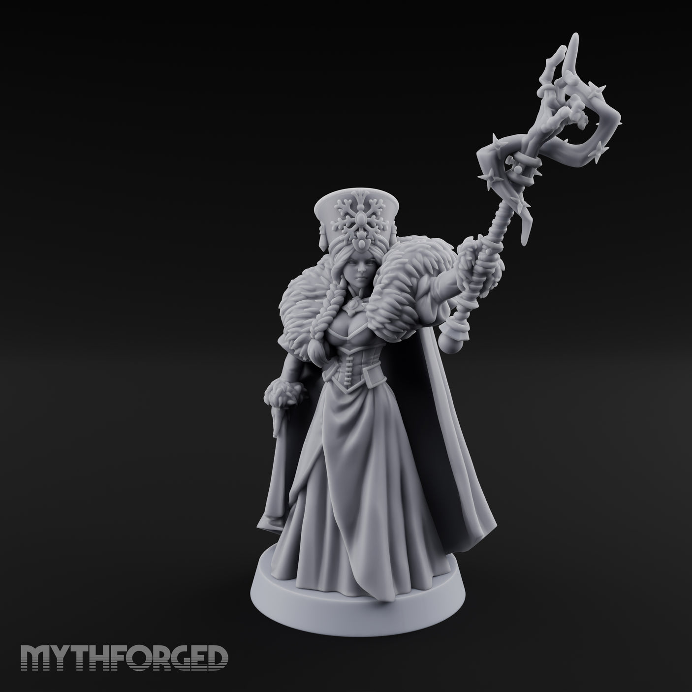 Frost Conjuring Winter Tsarina Miniature for Dungeons and Dragons, Pathfinder or other TTRPGs