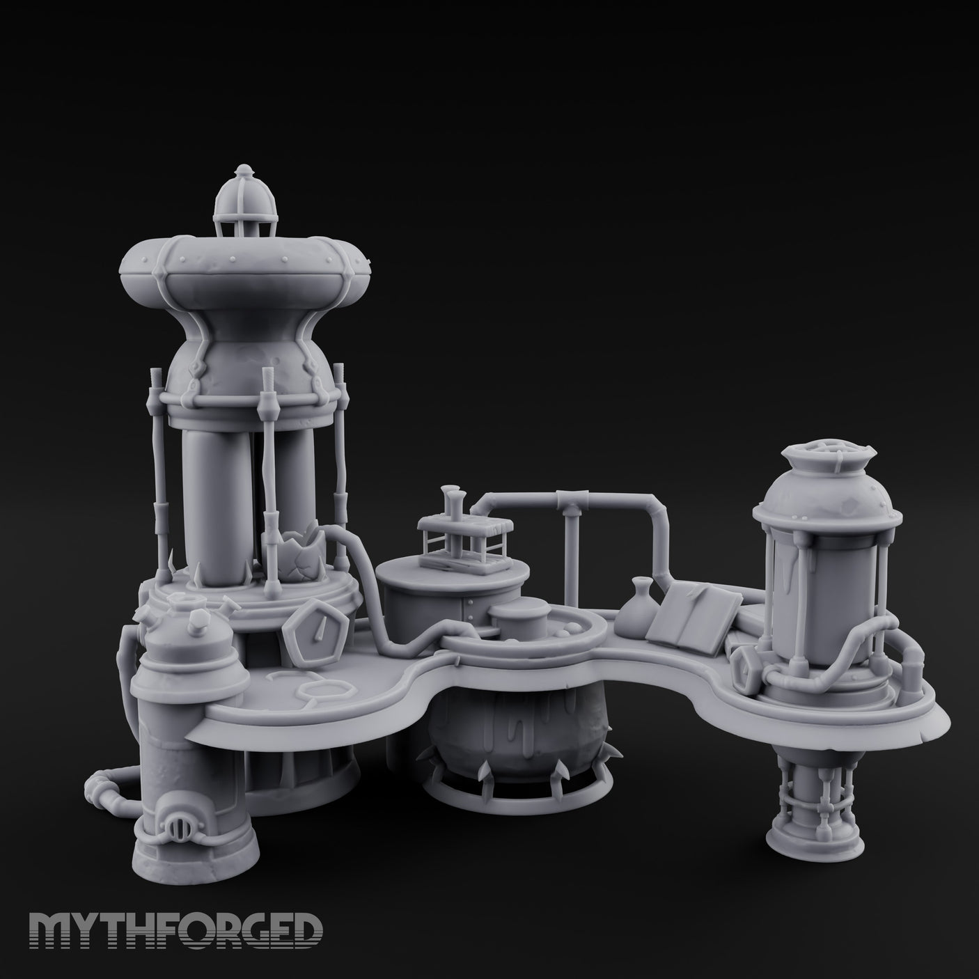 Tube-Connected Pressure-Domed Alchemist Workshop Console Miniature for Dungeons and Dragons, Pathfinder or other TTRPGs