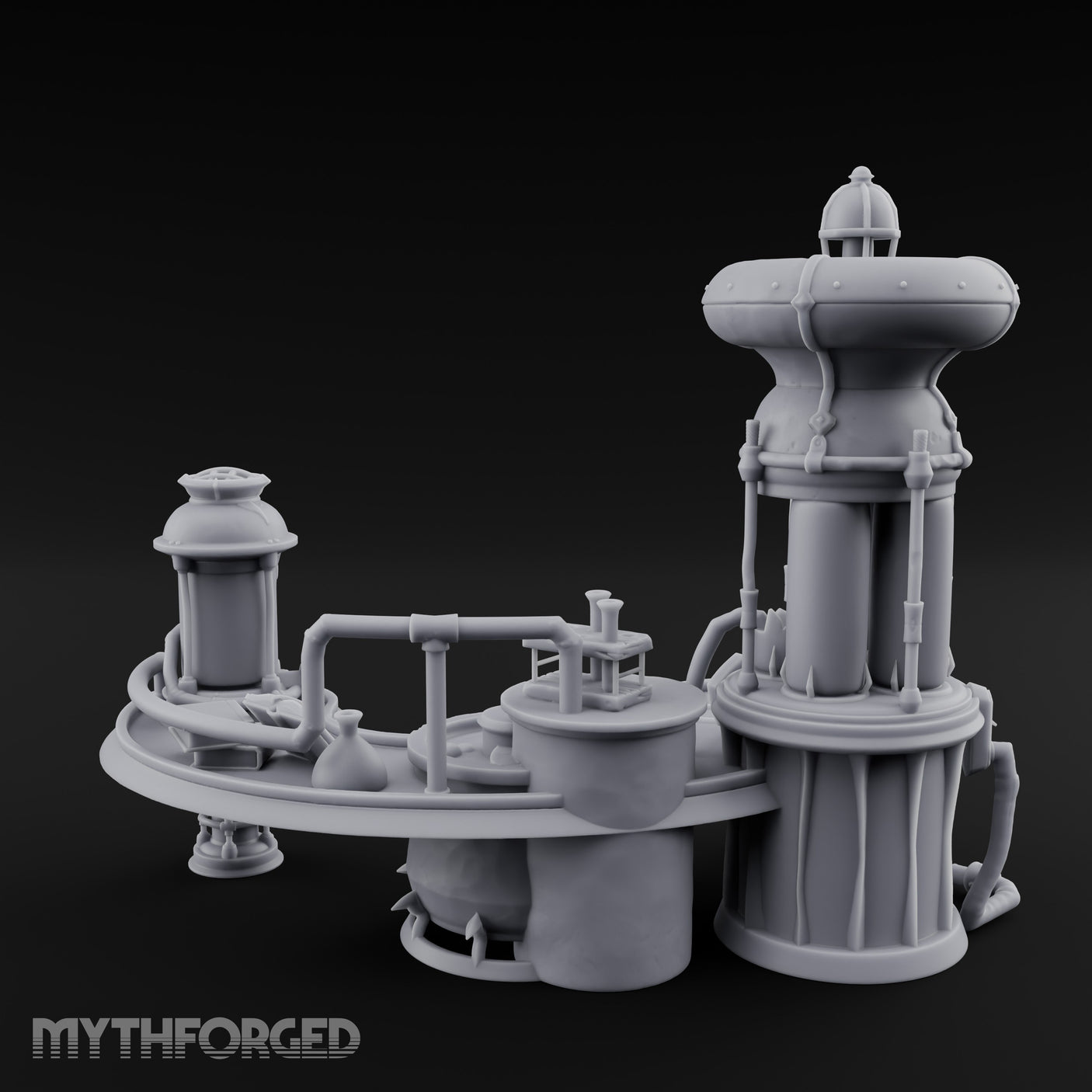 Tube-Connected Pressure-Domed Alchemist Workshop Console Miniature for Dungeons and Dragons, Pathfinder or other TTRPGs