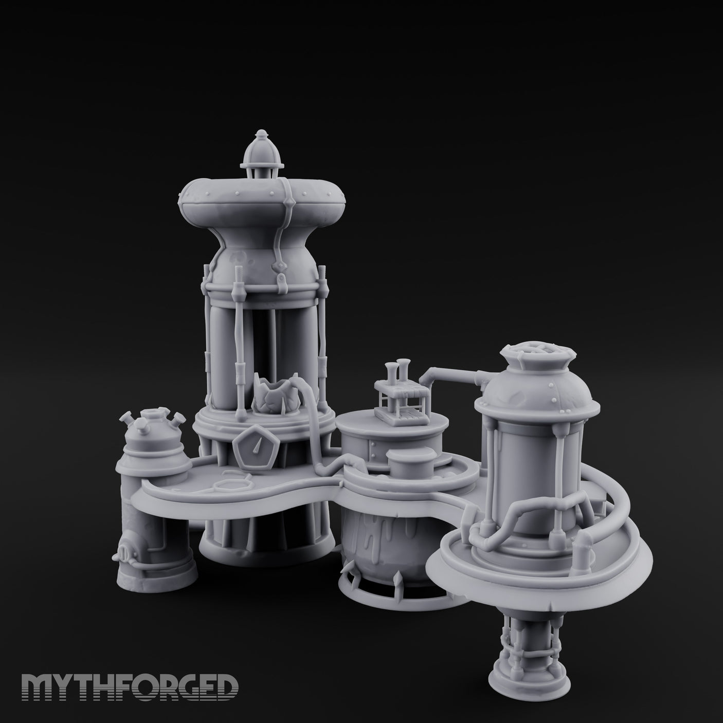 Tube-Connected Pressure-Domed Alchemist Workshop Console Miniature for Dungeons and Dragons, Pathfinder or other TTRPGs