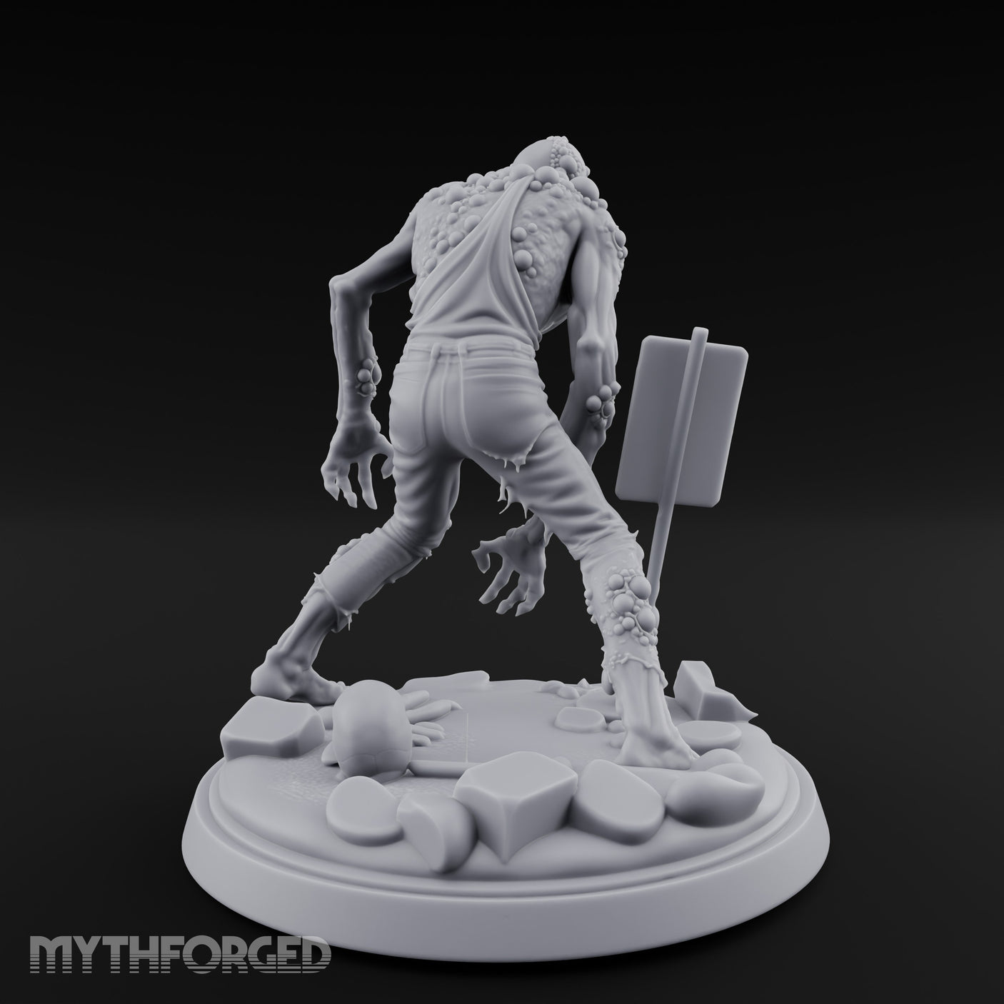 Tumour Covered Lurching Zombie Mutant Miniature for Dungeons and Dragons, Pathfinder or other TTRPGs