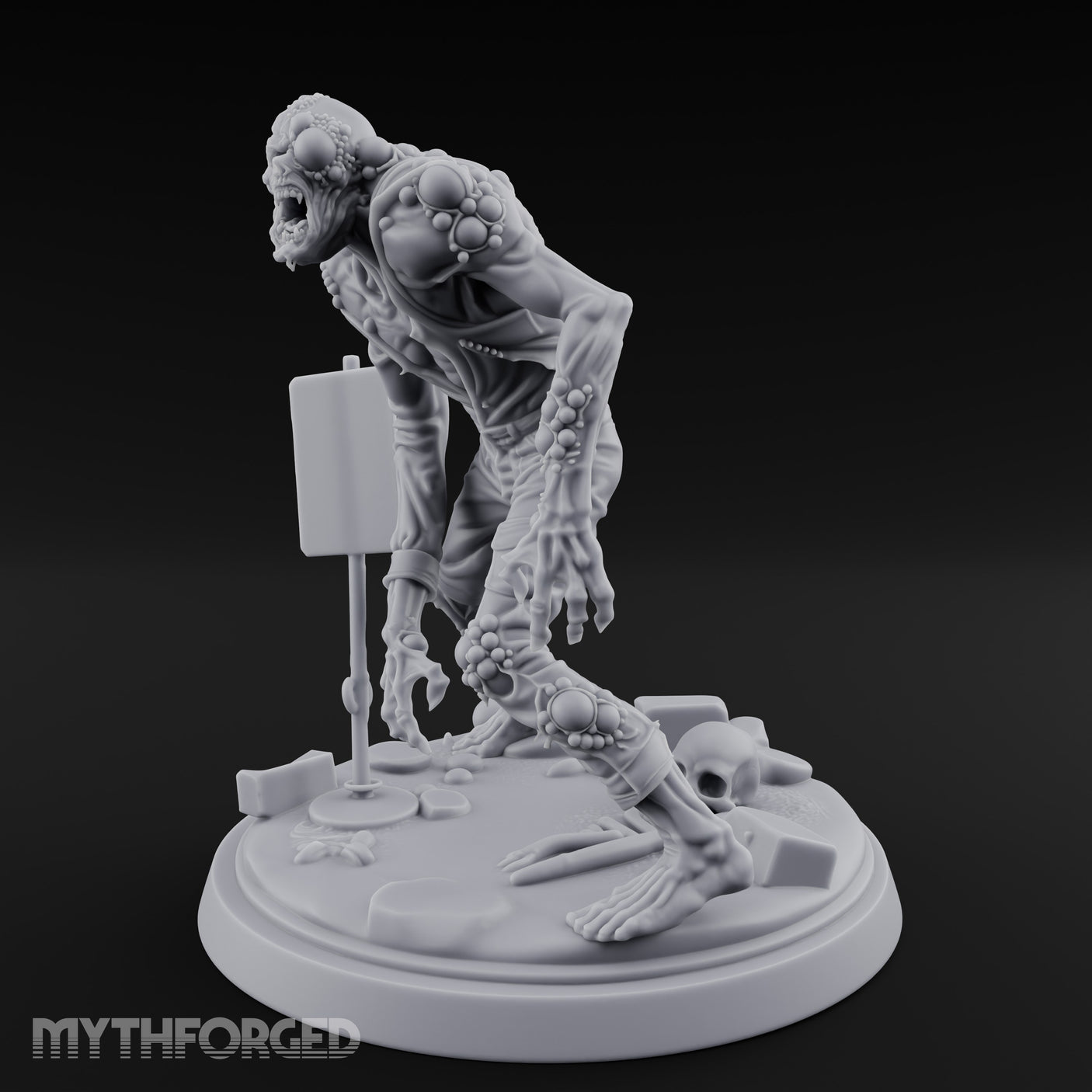 Tumour Covered Lurching Zombie Mutant Miniature for Dungeons and Dragons, Pathfinder or other TTRPGs
