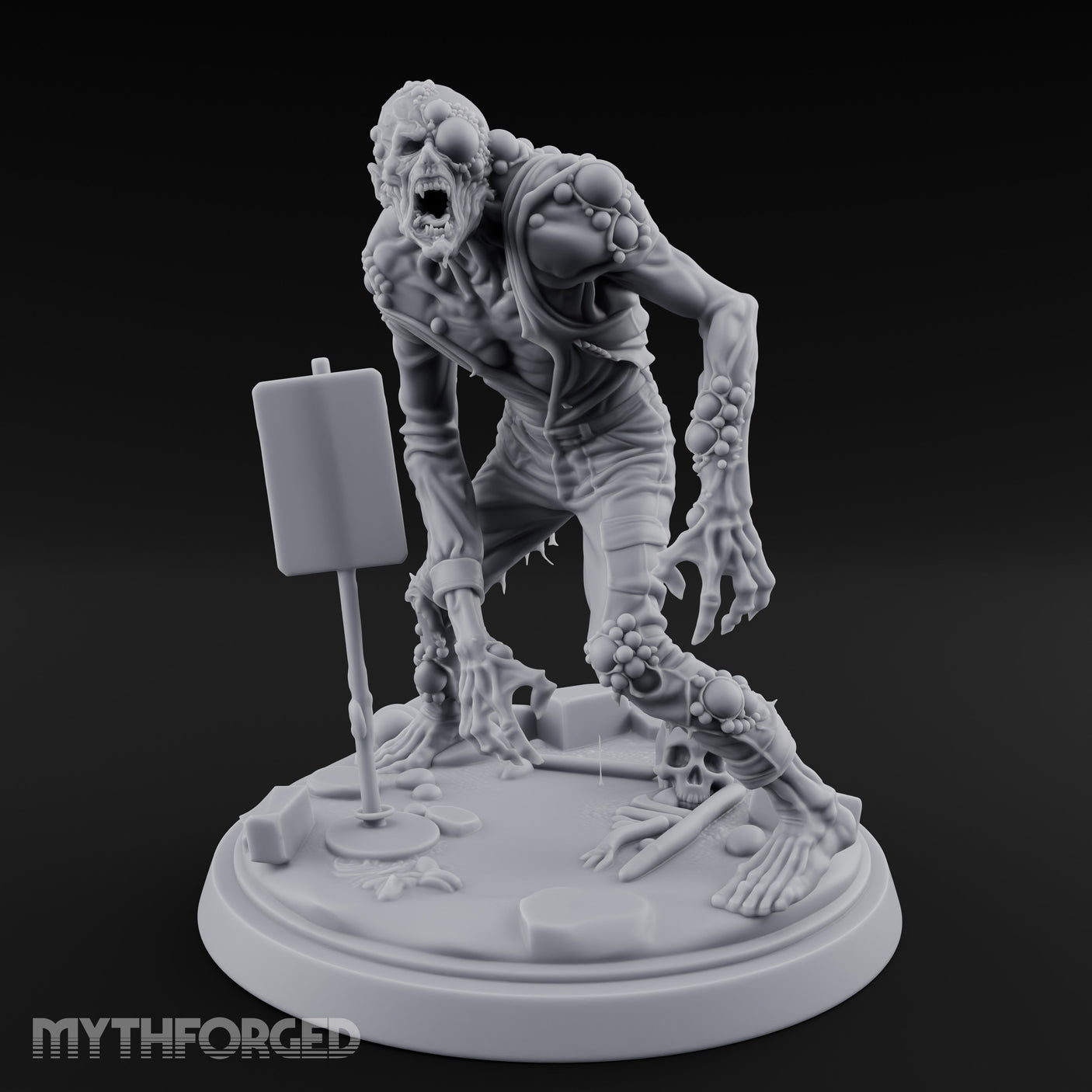 Tumour Covered Lurching Zombie Mutant Miniature for Dungeons and Dragons, Pathfinder or other TTRPGs