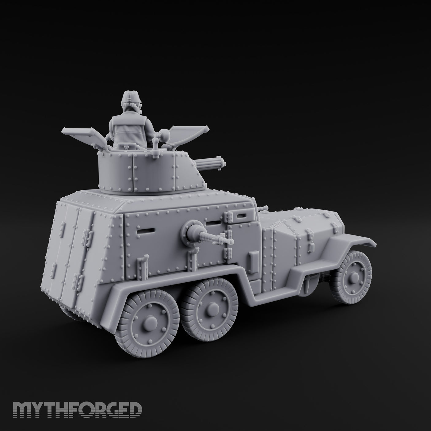 Turret Gunning Armoured Scout Car Miniature for Dungeons and Dragons, Pathfinder or other TTRPGs