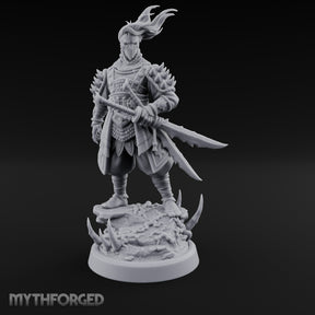 Twin Blade Readying Masked Elf Warrior