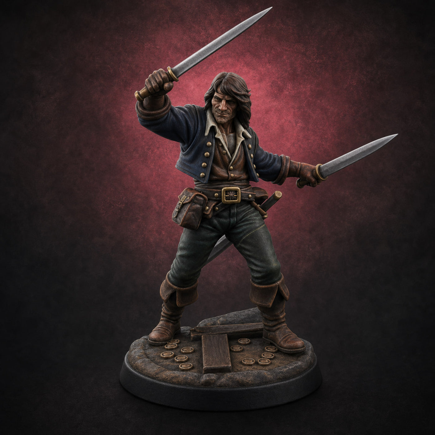 Twin Blade Slashing Human Rogue — painted concept preview (miniature supplied unpainted)