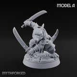 Twin Blade Slashing Kobold Assassin A Miniature for Dungeons and Dragons, Pathfinder or other TTRPGs