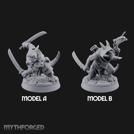 Twin Blade Slashing Kobold Assassins Miniature for Dungeons and Dragons, Pathfinder or other TTRPGs