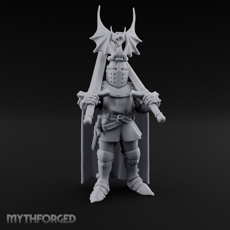 Twin Blades Crossed Human Knight Miniature for Dungeons and Dragons, Pathfinder or other TTRPGs