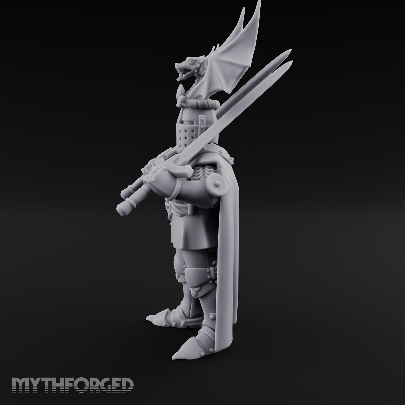 Twin Blades Crossed Human Knight Miniature for Dungeons and Dragons, Pathfinder or other TTRPGs