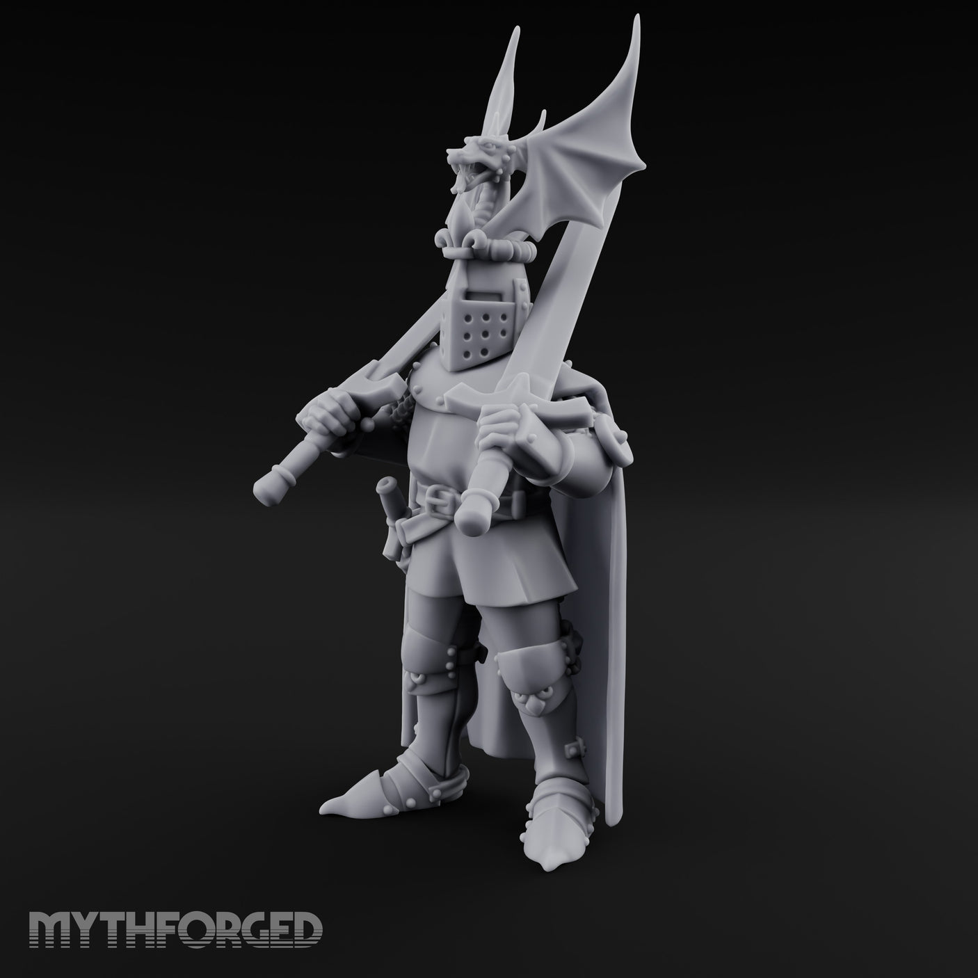 Twin Blades Crossed Human Knight Miniature for Dungeons and Dragons, Pathfinder or other TTRPGs