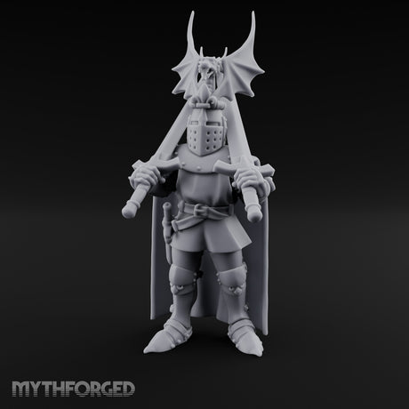 Twin Blades Crossed Human Knight Miniature for Dungeons and Dragons, Pathfinder or other TTRPGs