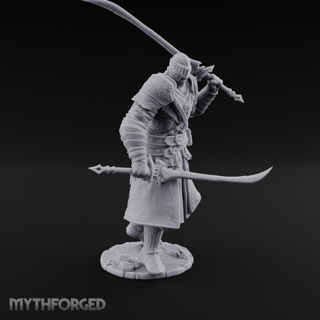 Twin Blades Crossed Striding Human Warrior Miniature for Dungeons and Dragons, Pathfinder or other TTRPGs