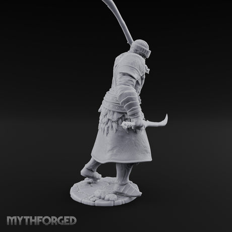 Twin Blades Crossed Striding Human Warrior Miniature for Dungeons and Dragons, Pathfinder or other TTRPGs