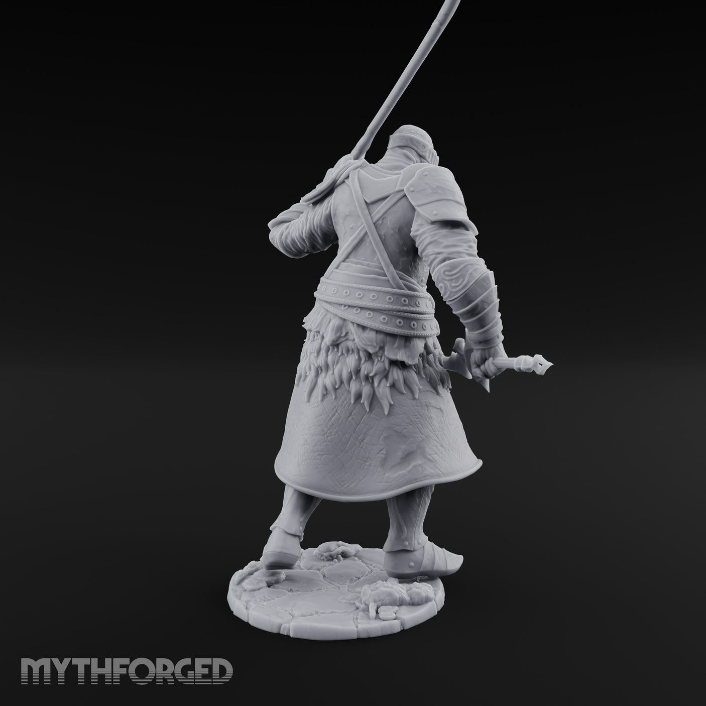 Twin Blades Crossed Striding Human Warrior Miniature for Dungeons and Dragons, Pathfinder or other TTRPGs