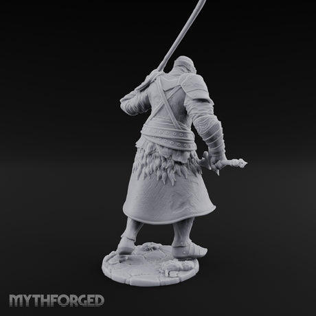 Twin Blades Crossed Striding Human Warrior Miniature for Dungeons and Dragons, Pathfinder or other TTRPGs