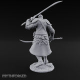 Twin Blades Crossed Striding Human Warrior Miniature for Dungeons and Dragons, Pathfinder or other TTRPGs