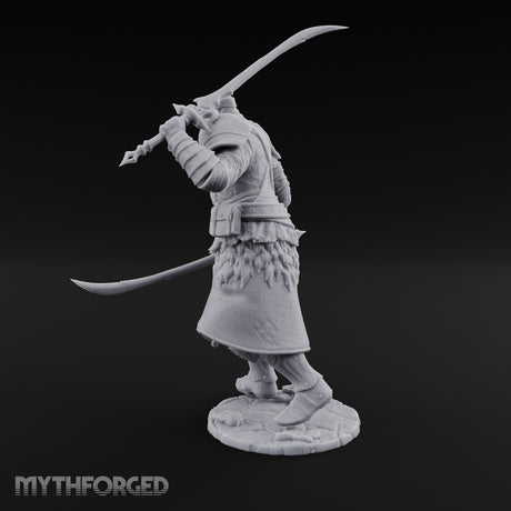 Twin Blades Crossed Striding Human Warrior Miniature for Dungeons and Dragons, Pathfinder or other TTRPGs