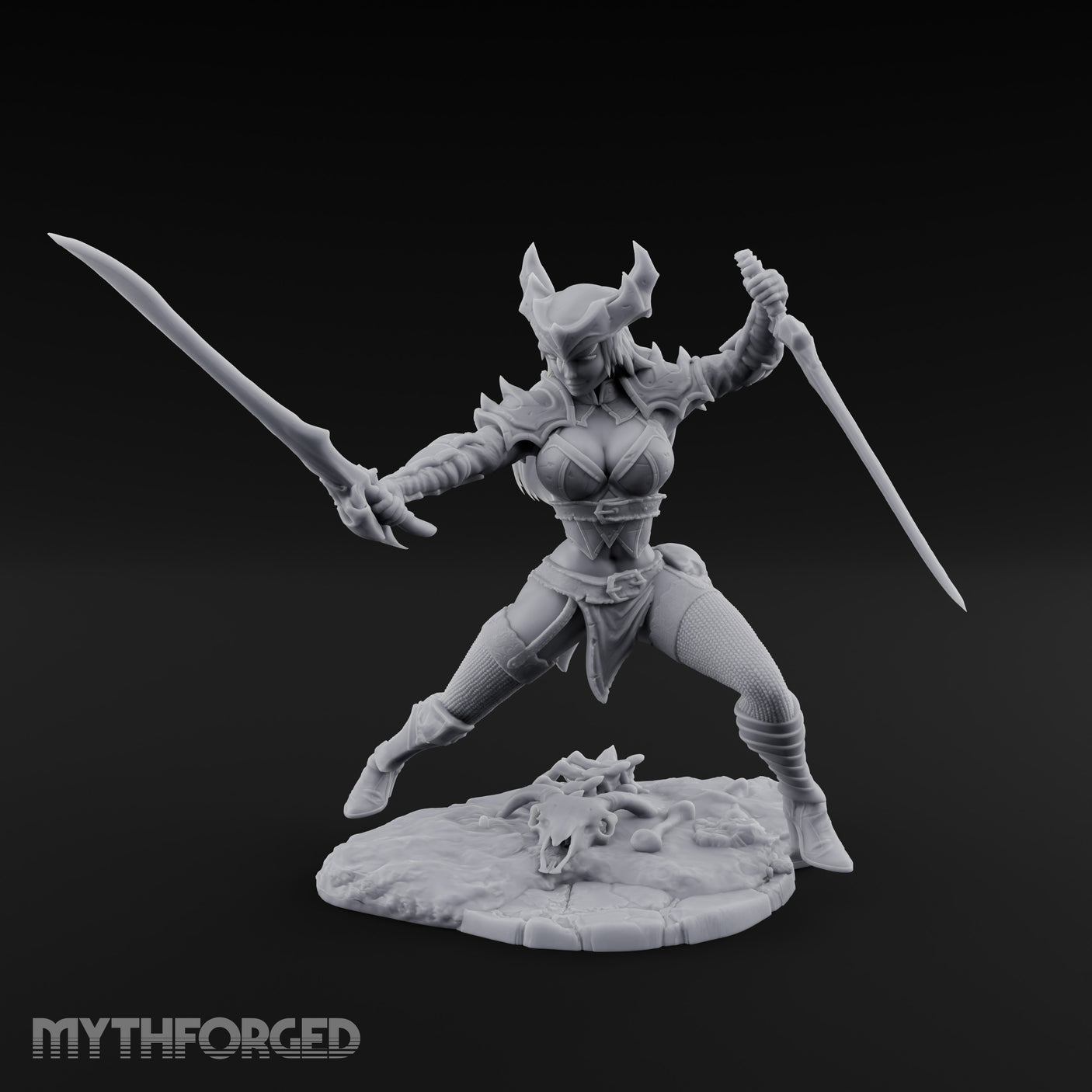 Twin Blades Crossing Human Warrior Miniature for Dungeons and Dragons, Pathfinder or other TTRPGs