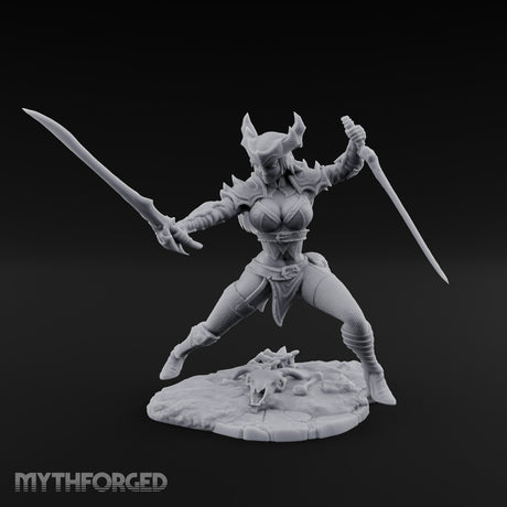Twin Blades Crossing Human Warrior Miniature for Dungeons and Dragons, Pathfinder or other TTRPGs