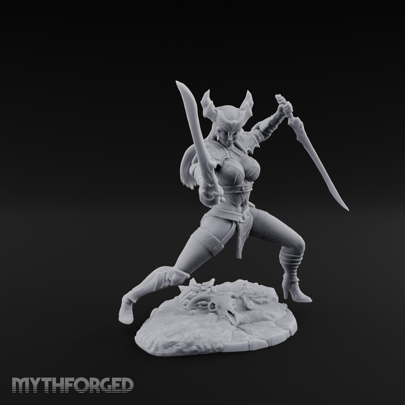 Twin Blades Crossing Human Warrior Miniature for Dungeons and Dragons, Pathfinder or other TTRPGs