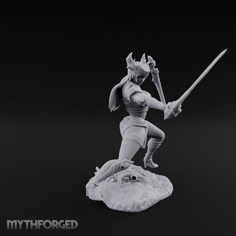 Twin Blades Crossing Human Warrior Miniature for Dungeons and Dragons, Pathfinder or other TTRPGs