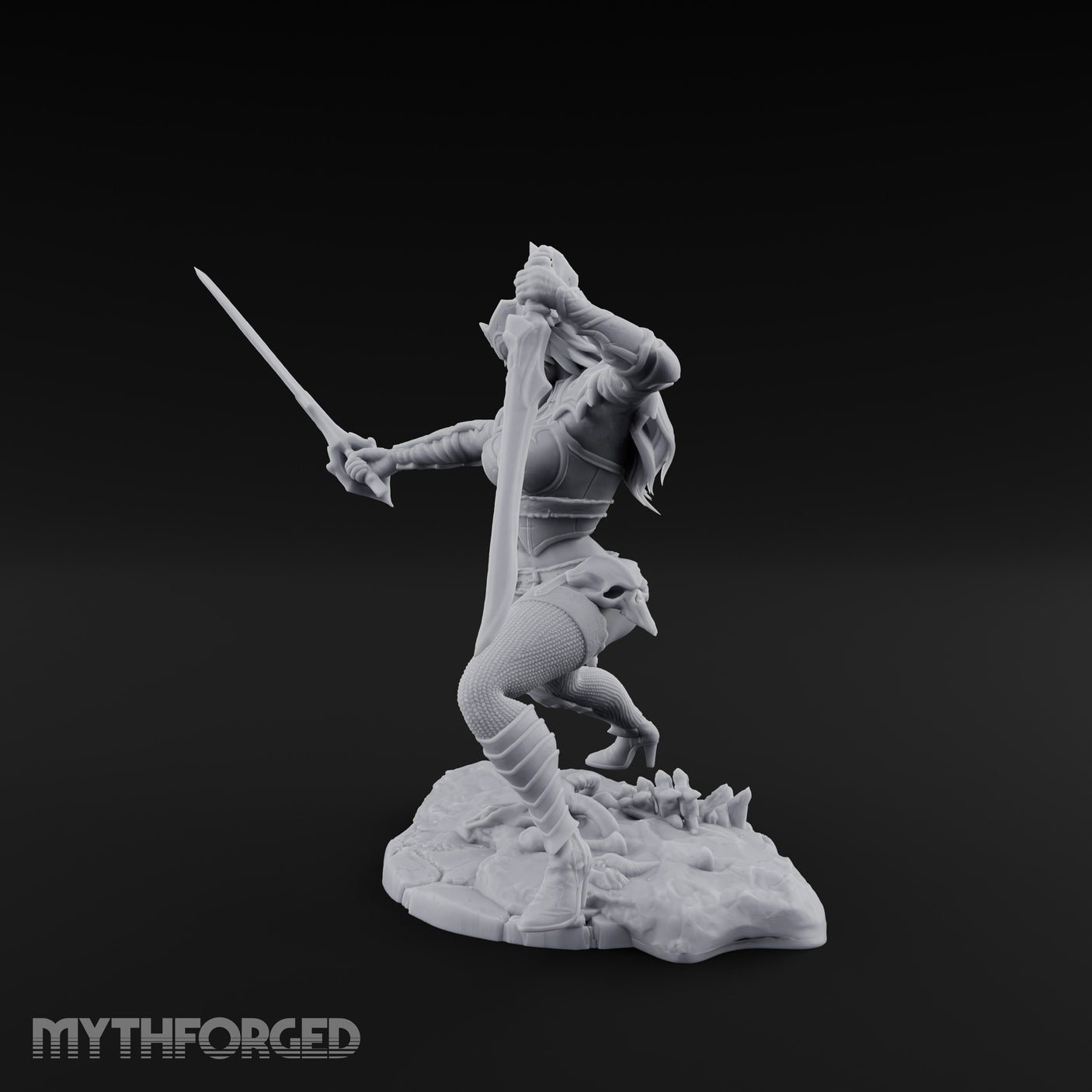 Twin Blades Crossing Human Warrior Miniature for Dungeons and Dragons, Pathfinder or other TTRPGs