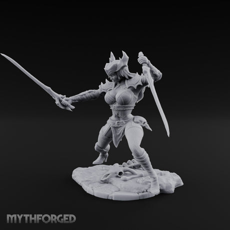 Twin Blades Crossing Human Warrior Miniature for Dungeons and Dragons, Pathfinder or other TTRPGs