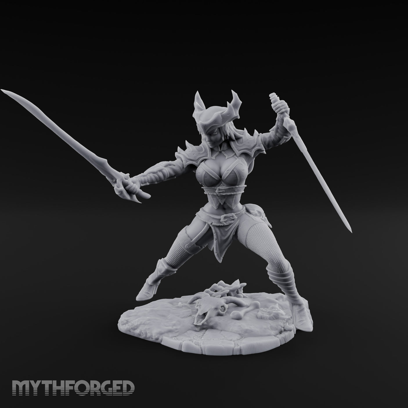 Twin Blades Crossing Human Warrior Miniature for Dungeons and Dragons, Pathfinder or other TTRPGs
