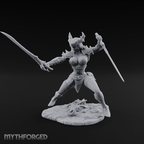 Twin Blades Crossing Human Warrior Miniature for Dungeons and Dragons, Pathfinder or other TTRPGs