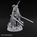 Twin Blades Lowered Elf Ranger Miniature for Dungeons and Dragons, Pathfinder or other TTRPGs