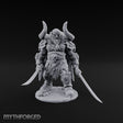 Twin Blades Lowered Striding Human Warlord Miniature for Dungeons and Dragons, Pathfinder or other TTRPGs
