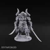Twin Blades Lowered Striding Human Warlord Miniature for Dungeons and Dragons, Pathfinder or other TTRPGs