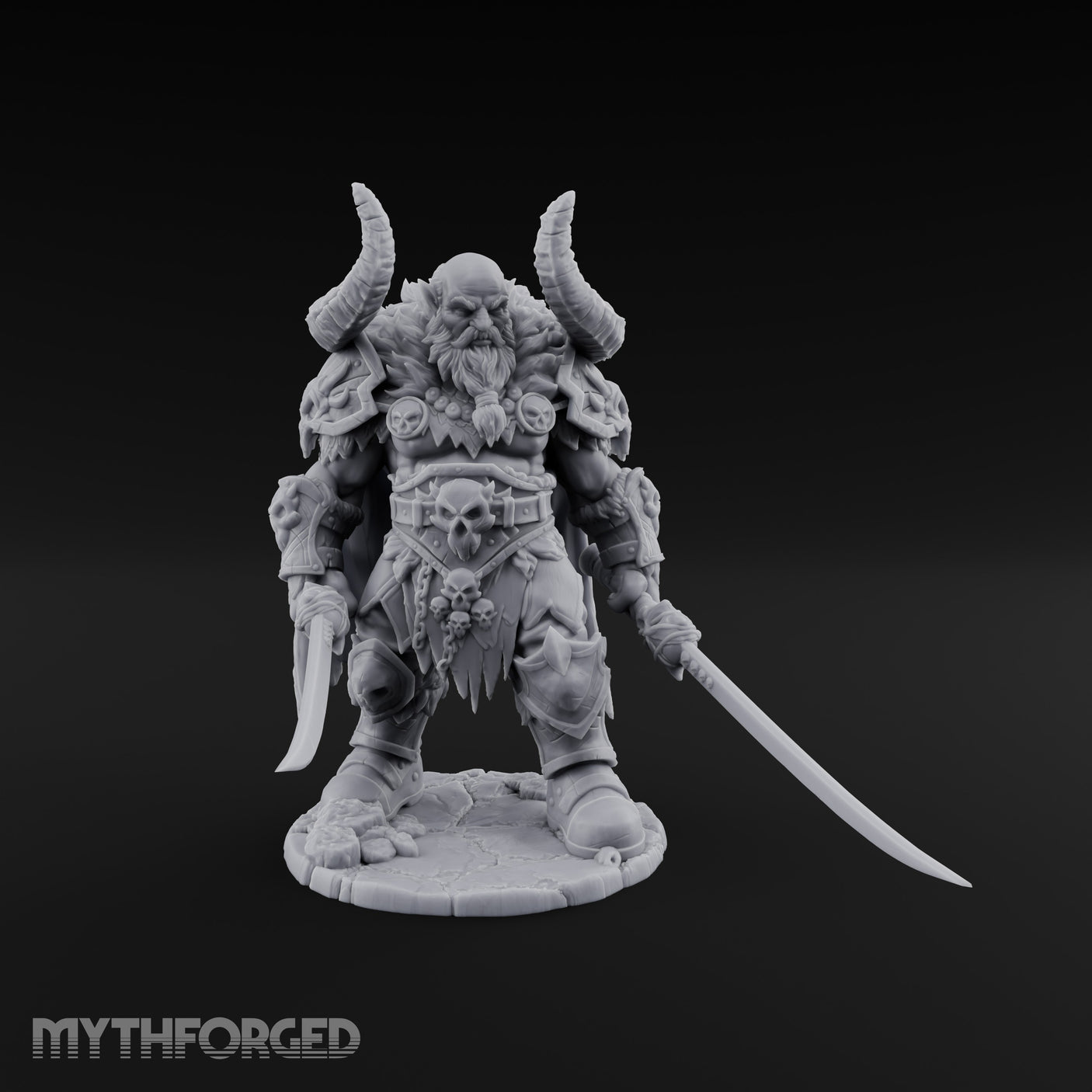 Twin Blades Lowered Striding Human Warlord Miniature for Dungeons and Dragons, Pathfinder or other TTRPGs