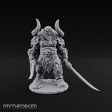 Twin Blades Lowered Striding Human Warlord Miniature for Dungeons and Dragons, Pathfinder or other TTRPGs