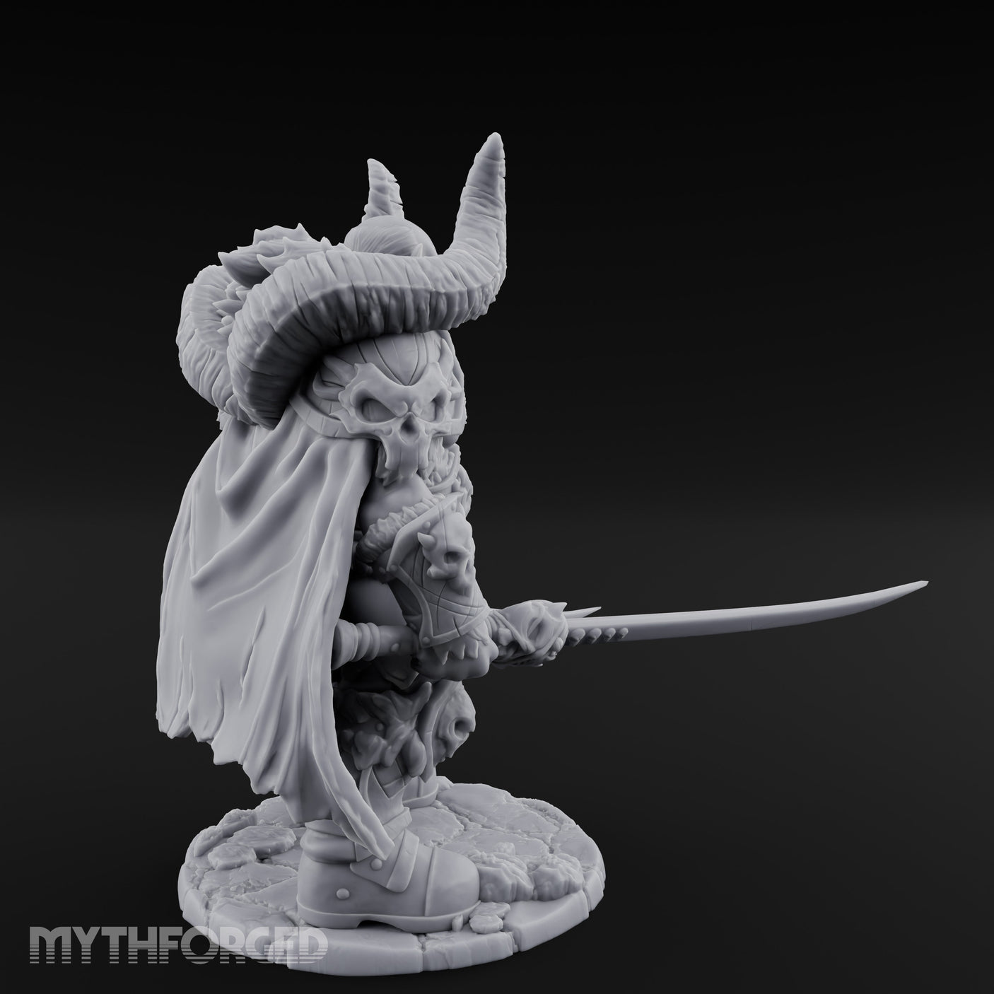 Twin Blades Lowered Striding Human Warlord Miniature for Dungeons and Dragons, Pathfinder or other TTRPGs