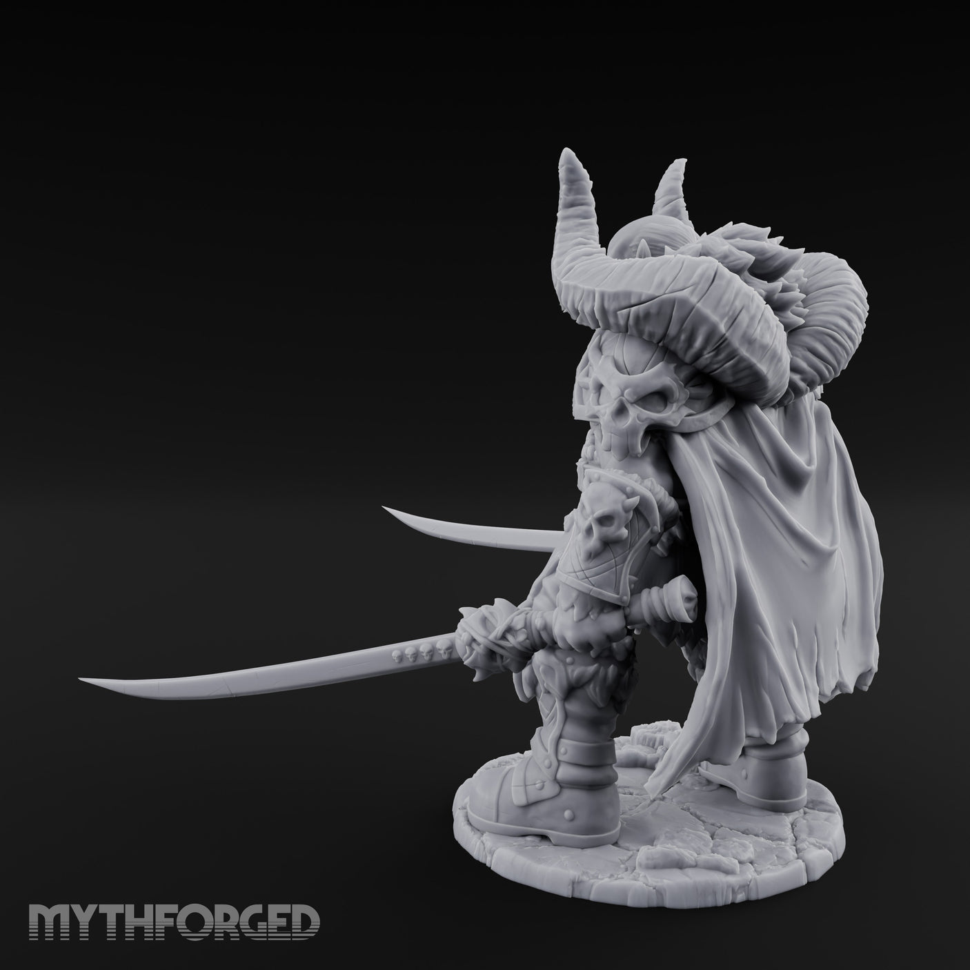 Twin Blades Lowered Striding Human Warlord Miniature for Dungeons and Dragons, Pathfinder or other TTRPGs