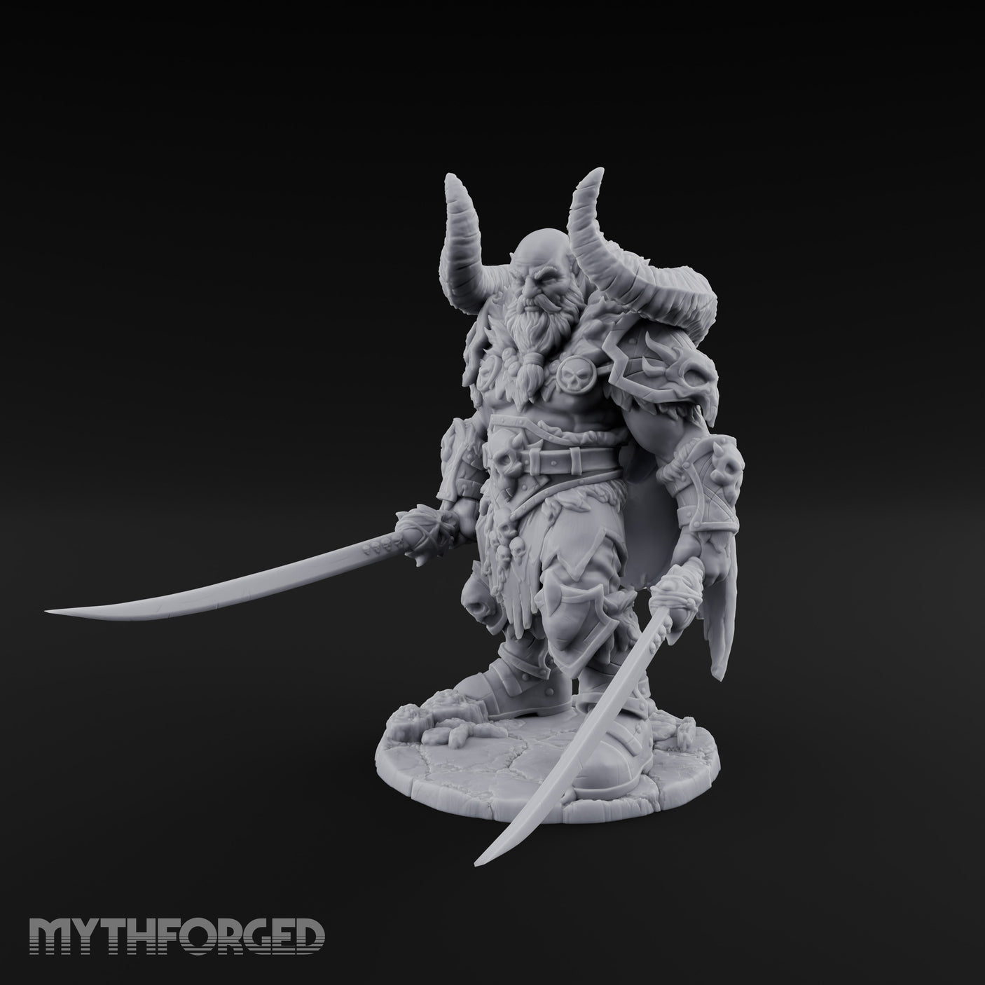 Twin Blades Lowered Striding Human Warlord Miniature for Dungeons and Dragons, Pathfinder or other TTRPGs
