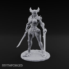 Twin Blades Ready Human Warrior Miniature for Dungeons and Dragons, Pathfinder or other TTRPGs
