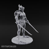 Twin Blades Ready Human Warrior Miniature for Dungeons and Dragons, Pathfinder or other TTRPGs