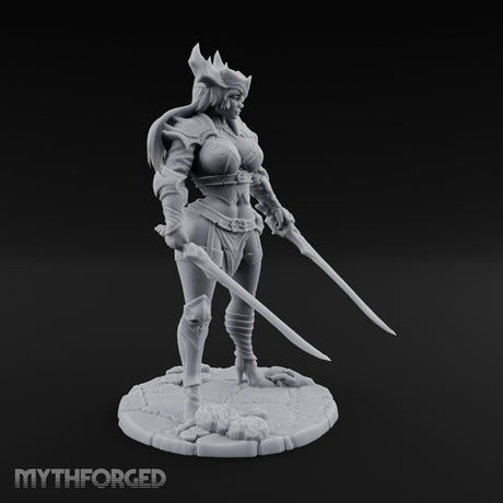 Twin Blades Ready Human Warrior Miniature for Dungeons and Dragons, Pathfinder or other TTRPGs