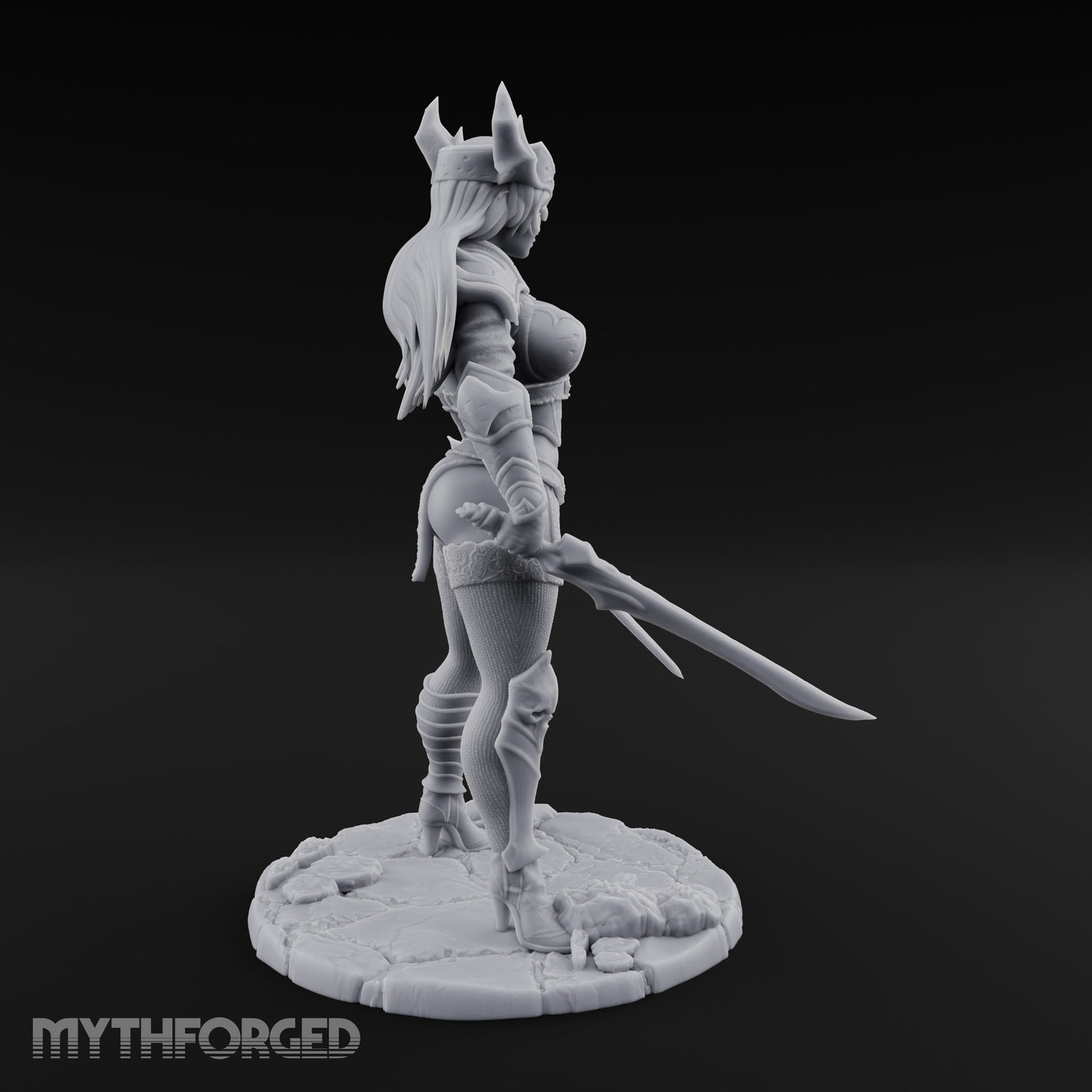 Twin Blades Ready Human Warrior Miniature for Dungeons and Dragons, Pathfinder or other TTRPGs