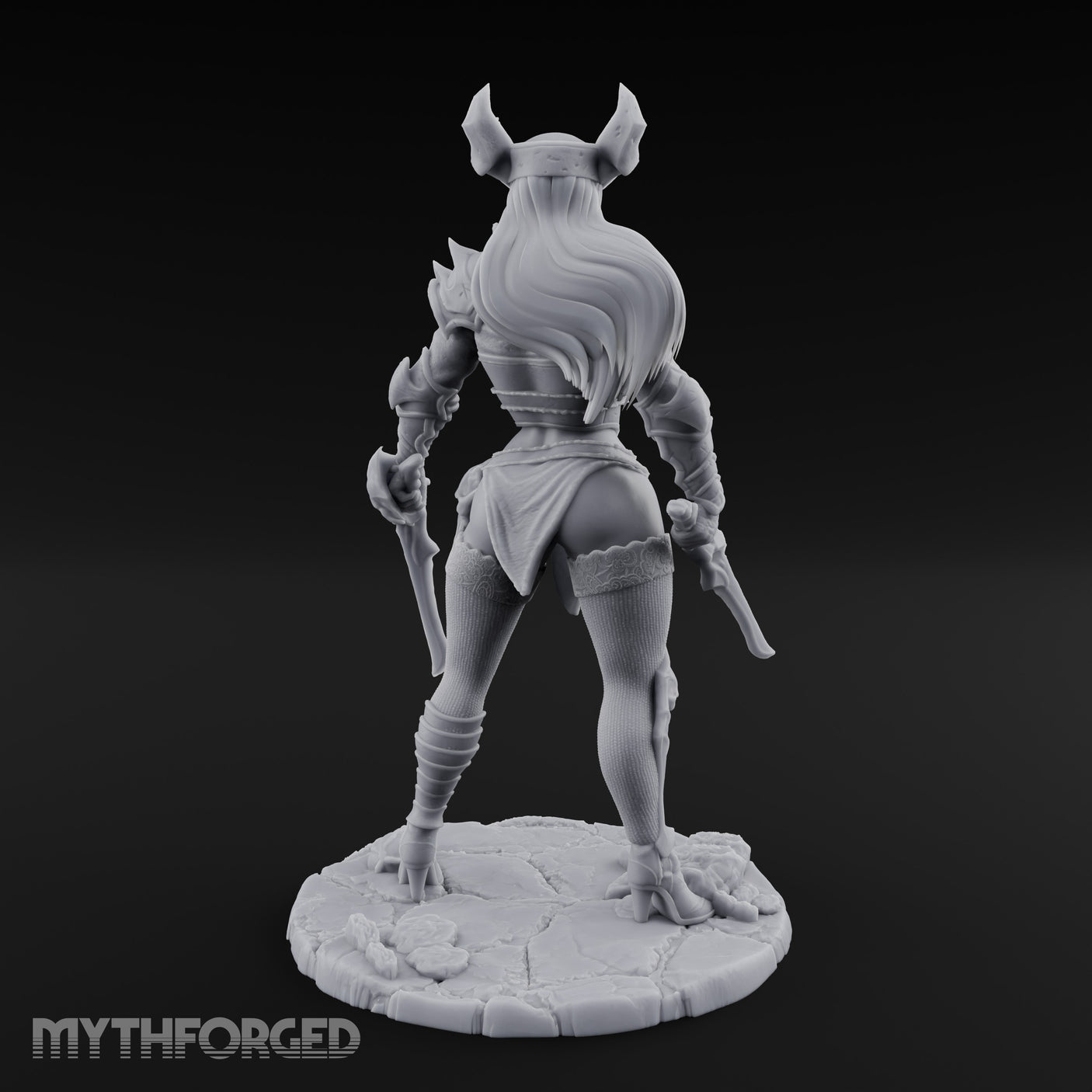 Twin Blades Ready Human Warrior Miniature for Dungeons and Dragons, Pathfinder or other TTRPGs