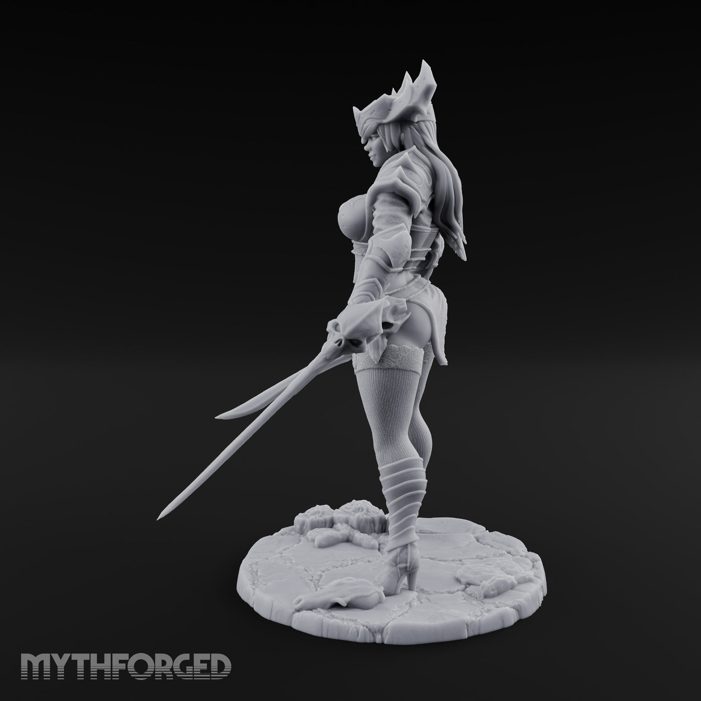 Twin Blades Ready Human Warrior Miniature for Dungeons and Dragons, Pathfinder or other TTRPGs