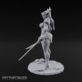 Twin Blades Ready Human Warrior Miniature for Dungeons and Dragons, Pathfinder or other TTRPGs