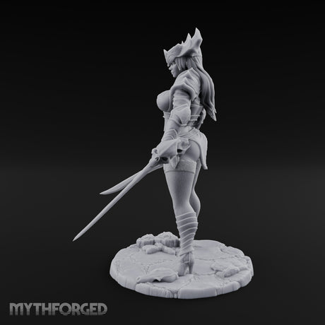 Twin Blades Ready Human Warrior Miniature for Dungeons and Dragons, Pathfinder or other TTRPGs
