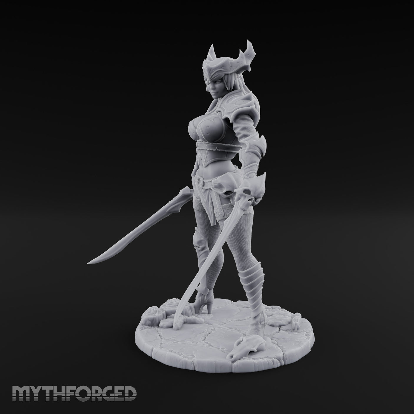 Twin Blades Ready Human Warrior Miniature for Dungeons and Dragons, Pathfinder or other TTRPGs
