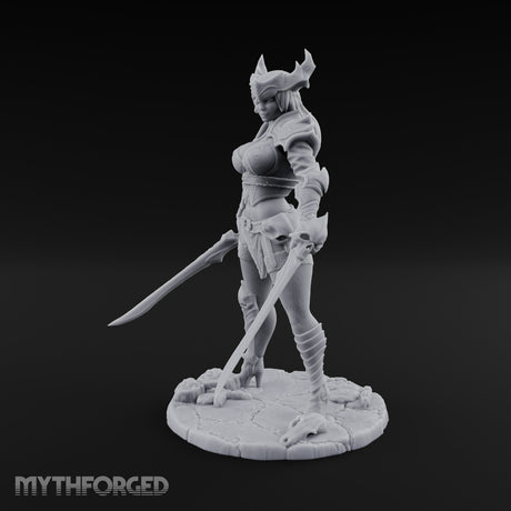 Twin Blades Ready Human Warrior Miniature for Dungeons and Dragons, Pathfinder or other TTRPGs
